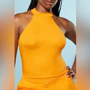 NWT Yitty Body Butter Mock Neck Halter Top, Mimosa Yellow, 2X